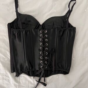 Black Corset Top with Lace-Up Detail